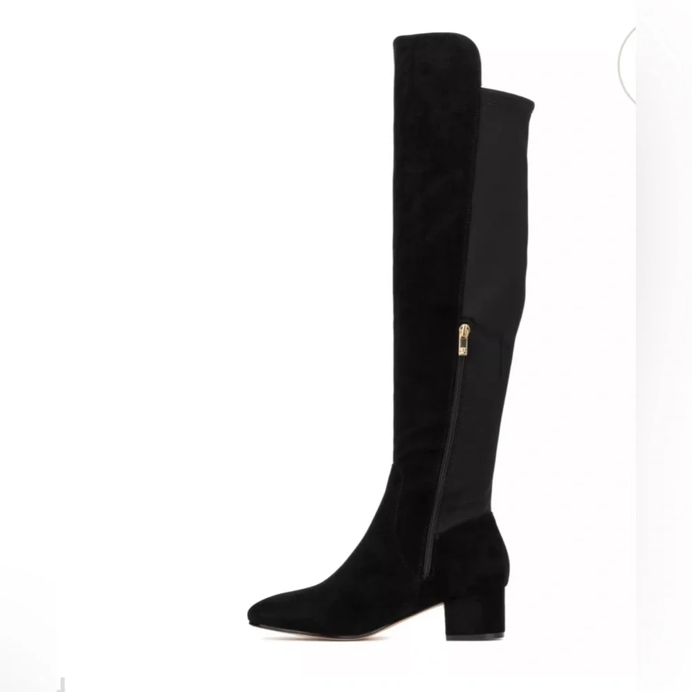 NEW YORK & COMPANY FLORENCE ALMOND TOE FAUX SUEDE OVER THE KNEE BOOTS SIZE 9
